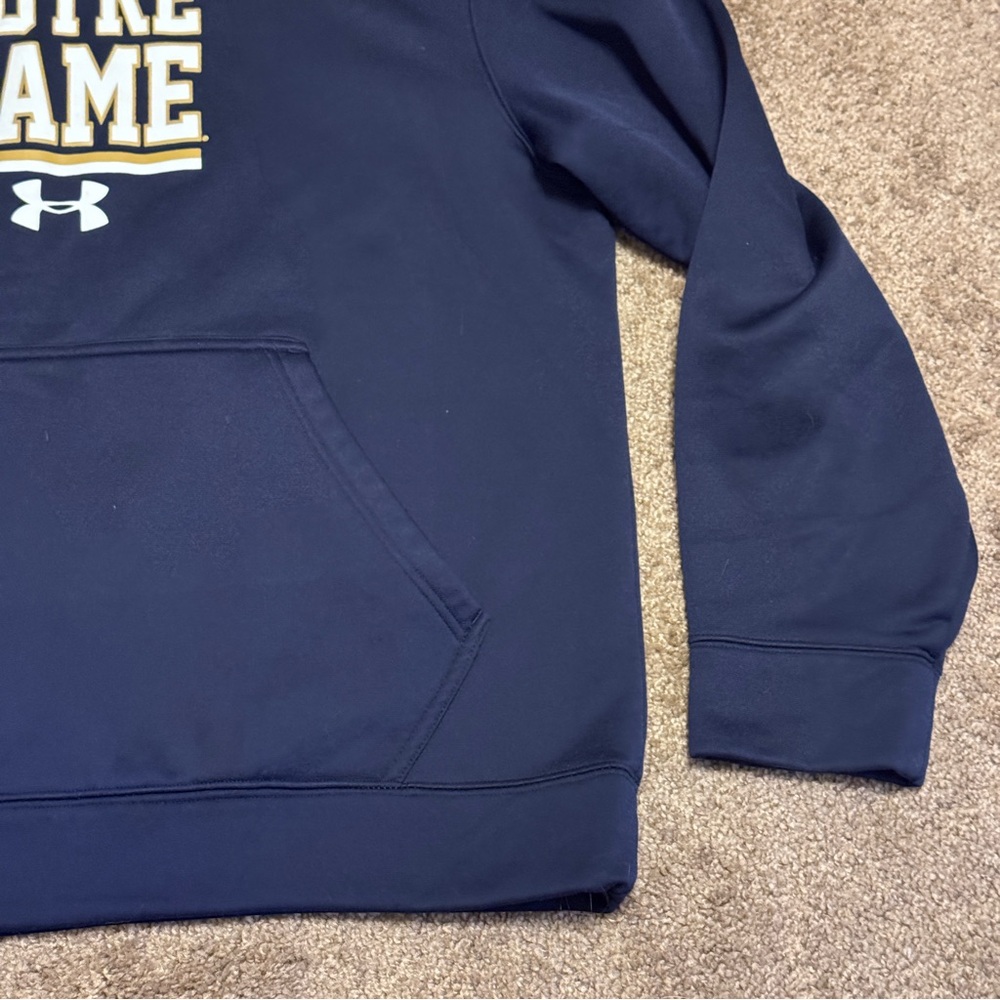Notre Dame Under Armour Hoodie Mens Medium Blue Loose Pullover Long Sleeve NCAA - Picture 4 of 9